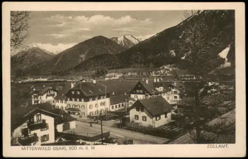Ansichtskarte Mittenwald Straßenpartie - Zollamt 1929