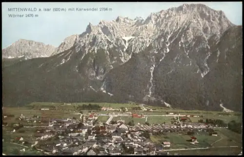 Ansichtskarte Mittenwald Stadt mit Karwendel - Totale 1922
