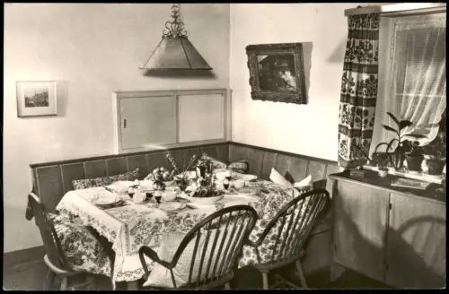 Ansichtskarte Mittenwald Landhaus Pension Isarauen - Gaststube 1965