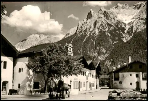 Ansichtskarte Mittenwald Straßenpartie Fuhrwerk 1961