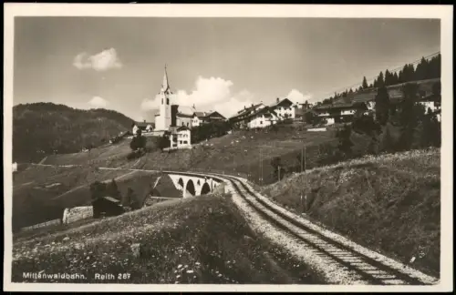 Ansichtskarte Mittenwald Bahnstrecke Reith 287 1939