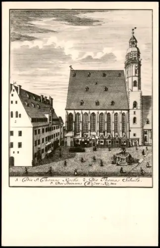 Ansichtskarte Leipzig Thomaskirche - Künstlerkarte 1951