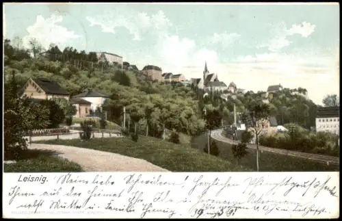Ansichtskarte Leisnig Weg im Ort - Bahnstrecke 1903
