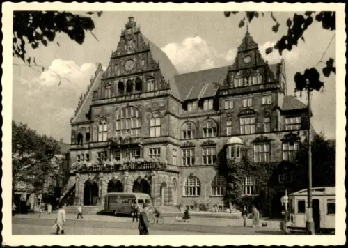 Ansichtskarte Bielefeld Eggerd Transporter vor dem Rathaus 1952