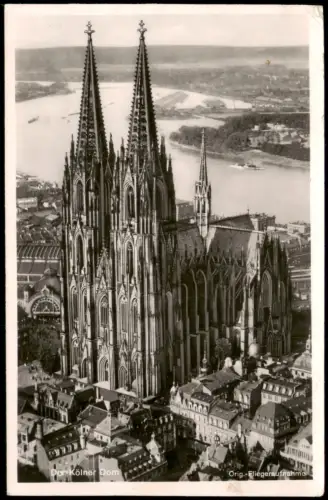 Ansichtskarte Köln Luftbild Fliegeraufnahme Dom 1951