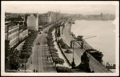 Ansichtskarte Düsseldorf Rheinallee Kran 1952  Posthorn Notopfer Berlin