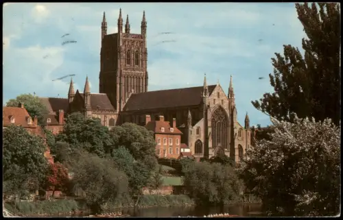 Postcard Worcester THE CATHEDRAL 1971  Mischfrankatur