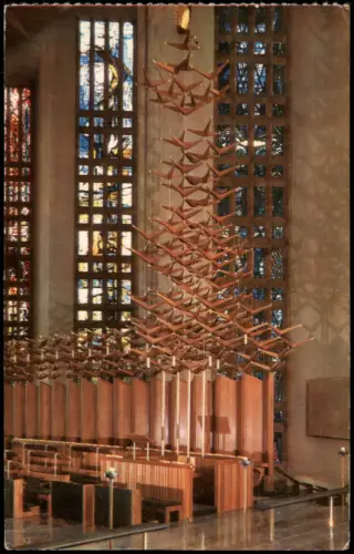 Postcard Coventry The Bishop Throne Cathedral Kathedrale 1968
