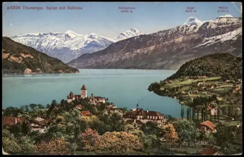Ansichtskarte Spiez Thunersee. Spiez mit Schloss 1915