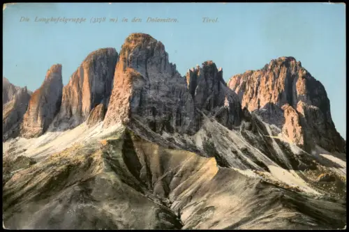 Cartolina Gruppo di Sella Langkofelgruppe in den Dolomiten 1914