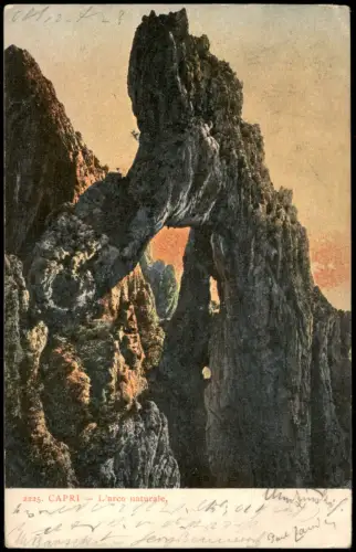 Cartolina Capri L'arco naturale. 1908