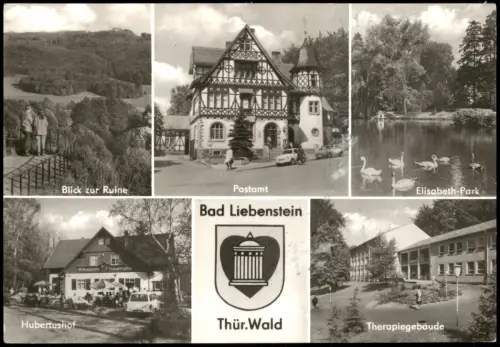 Bad Liebenstein Blick zur Ruine Postamt Hubertushof Elisabeth-Park 1984