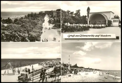 Ansichtskarte Zinnowitz 4 Bild Strand Promenade Konzertmuschel 1973