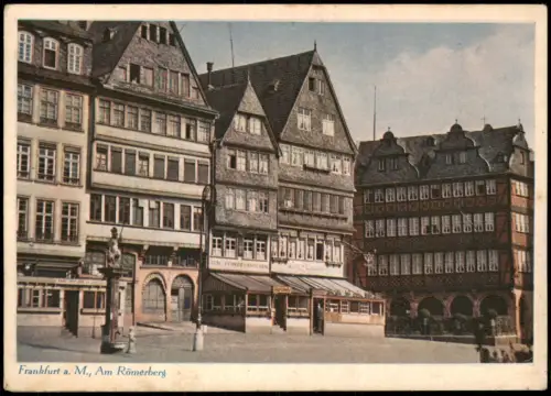 Ansichtskarte Frankfurt am Main Römerberg Teilansicht Colorkarte 1942