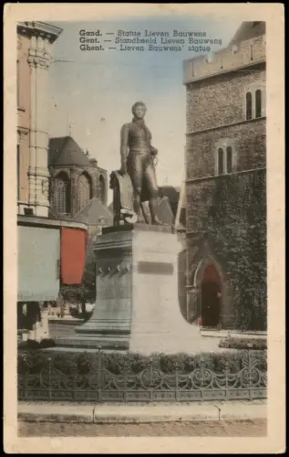 Postkaart Gent Ghent (Gand) Statue Lieven Bauwens 1923