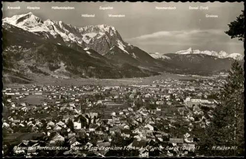 Garmisch-Partenkirchen Stadt mit Beschreibung der Berggipfel 1965
