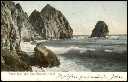Postcard Santa Catalina Island California Sugar Loaf and Bay 1908