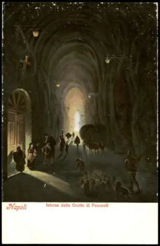 Cartolina Pozzuoli Interna della Grotta 1909 Napoli Neapel