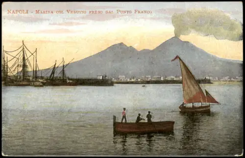 Cartolina Neapel Napoli MARINA COL VESUVIO PRESO DAL PUNTO FRANCO 1916