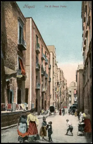 Cartolina Neapel Napoli Via di Basso Porto 1912