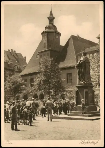 Ansichtskarte Jena Hanfriedtaufe einer Burschenschaft. Marktplatz 1928