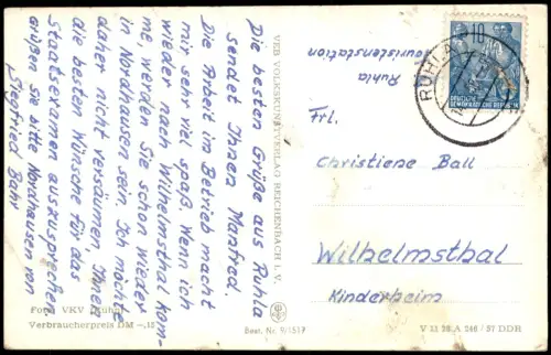 Ansichtskarte Ruhla Stadtteilansichten Straßen 1957