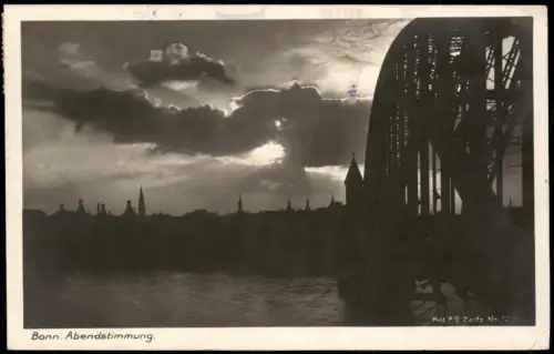 Ansichtskarte Bonn Abendstimmung Brücke Stadt - Fotokarte 1929