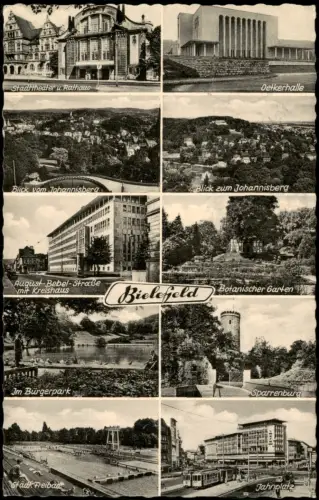 Ansichtskarte Bielefeld Oetkerhalle Schwimmbad Jahnplatz uvm 1963