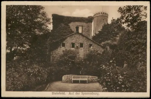 Ansichtskarte Bielefeld Auf der Sparrenburg - Bank 1922
