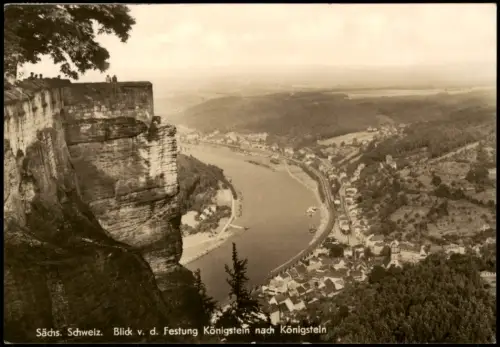 Ansichtskarte Königstein (Sächsische Schweiz) Panorama-Ansicht 1961/1967