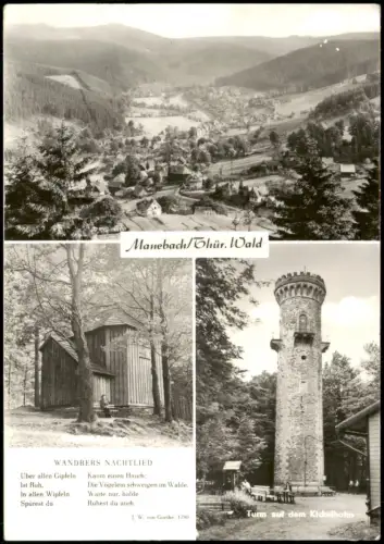 Ansichtskarte Manebach-Ilmenau 3 Bild Stadt Kickelhahn 1983