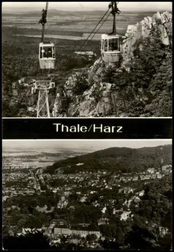 Ansichtskarte Thale (Harz) 2 Bild Stadt und Seilbahn 1980