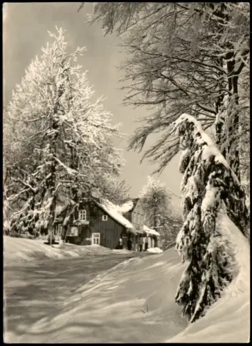 Ansichtskarte Friedrichroda HO Gaststätte Heuberghaus im Winter 1963