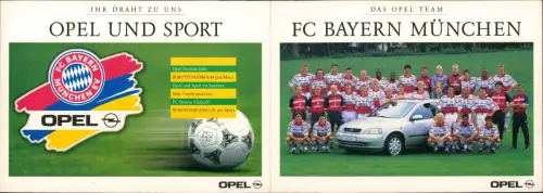 Ansichtskarte  Werbeklappkarte OPEL Bayern München 1999