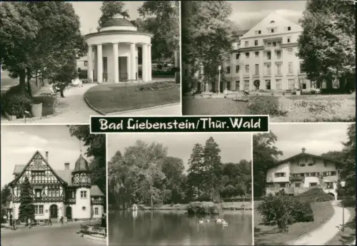 Bad Liebenstein DDR Mehrbildkarte u.a. mit Brunnentempel Kurhaus, Postamt 1987