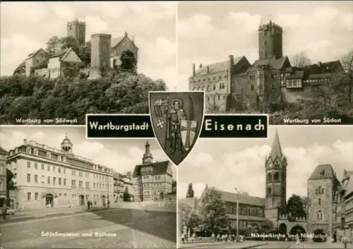 Ansichtskarte Eisenach Wartburg von Südwest Südost 4 Bild 1970