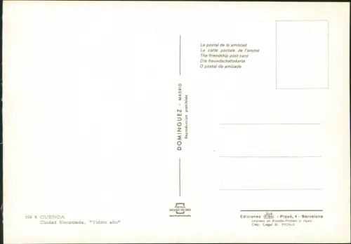 Postale Cuenca Ciudad Encantada - Tolmo alto 1971