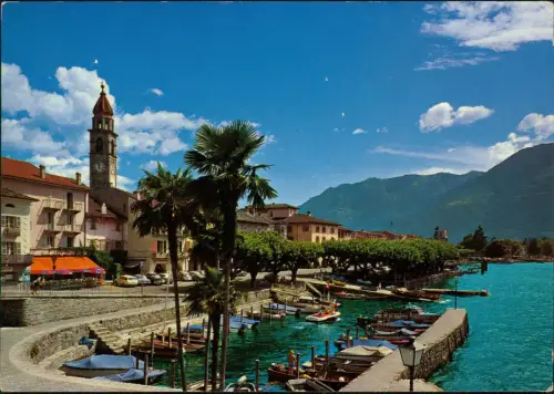 Ansichtskarte Ascona Stadtpartie mit Hafen 1972
