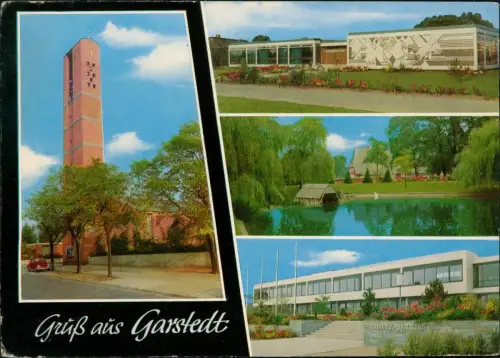 Ansichtskarte Garstedt 4 Bild Kirche Gemeindebücherei Gymnasium 1972