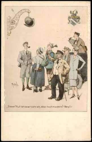 Ansichtskarte Rothenburg ob der Tauber Künstlerkarte Hotel Eisenhut 1929