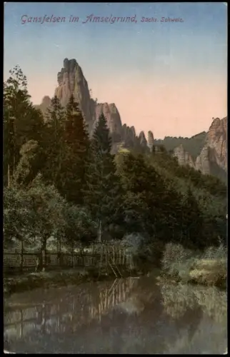 Ansichtskarte Rathewalde Gansfelsen im Amselgrund, Sächs. Schweiz. 1914