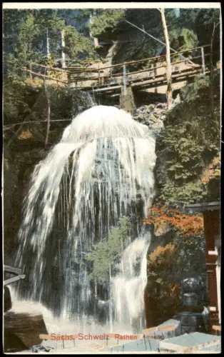 Ansichtskarte Rathen Amselfall Elbsandsteingebirge 1915