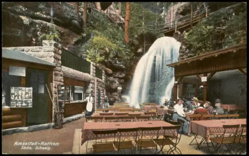 Ansichtskarte Rathewalde Amselfall Restaurant Kiosk 1913