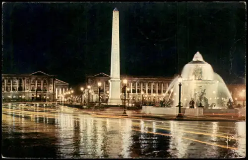 CPA Paris Place de la Concorde vue de nuit Platz der Eintracht 1963