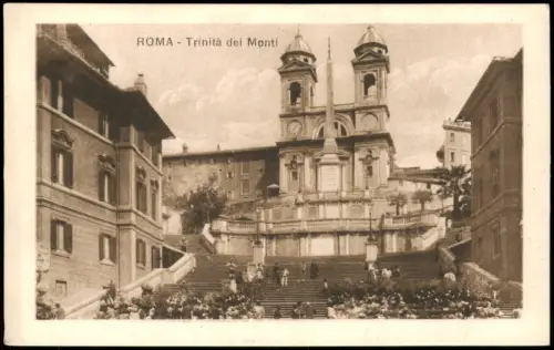 Cartolina Rom Roma Trinità dei Monti 1924
