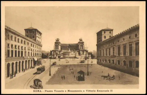Cartolina Rom Roma Piazza Venezia e Monumento a Vittorio Emanuele II 1926