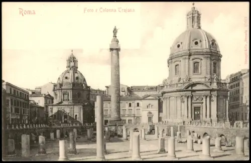 Cartolina Rom Roma Foro e Colonna Trajana 1916