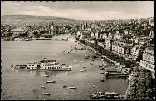 Ansichtskarte Zürich Stadtblick - Fahrgastschiff Fotomontage 1955