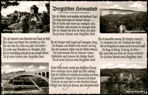 Ansichtskarte Remscheid Bergisches Heimatlied Wuppertal Altenberg 1958