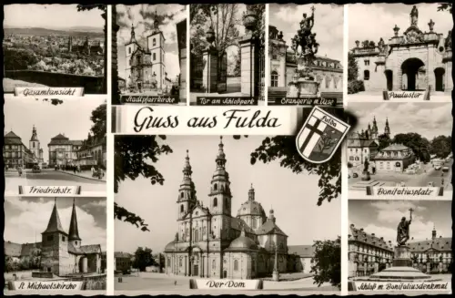 Ansichtskarte Fulda Stadtteilansichten Dom Kirchen Denkmäler 1955